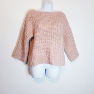 Zara peach color chunky knit short sleeved sweater